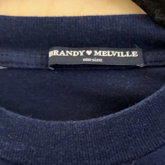 Brandy Melville Navy Blue Striped Long Sleeve Shirt - Picture 2 of 2